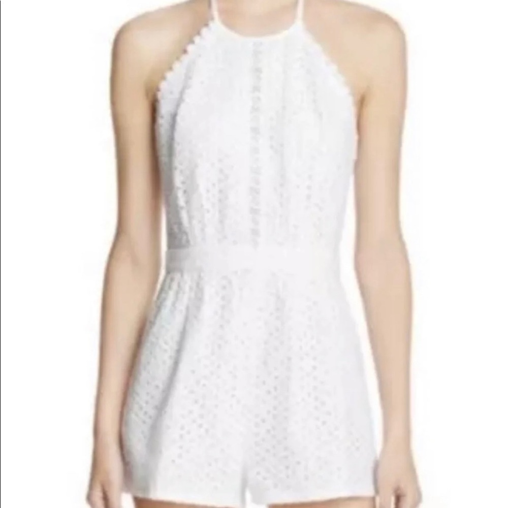 AQUA Bloomingdale’s WHITE EYELET ROMPER S/S